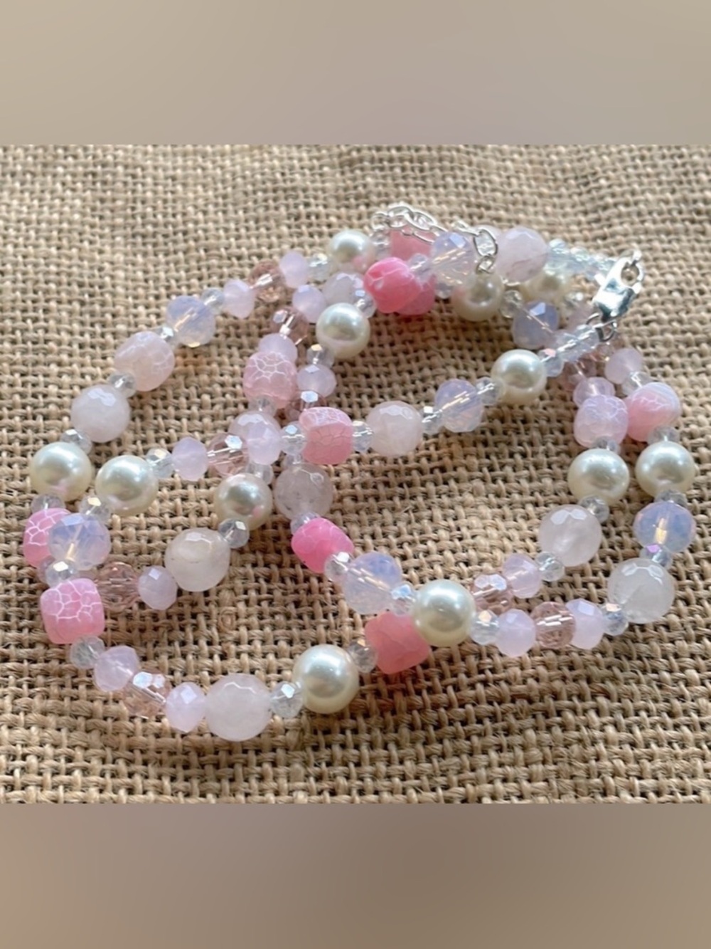 Glass Pearl Beads Crystal necklace Crackle stone New Handmade Designer boho